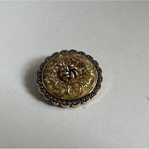 Vintage W Germany Filigree Scarf Clip Gold Tone 1.5" Round